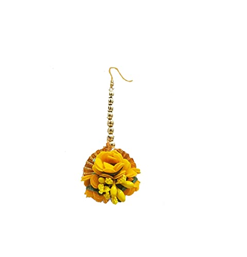 Befair Wedding Haldi cermony Flower mangtika set for wedding Baby Shower | Haldi Mehandi | Party in Yellow Colour for Girls and Women(set of 12)
