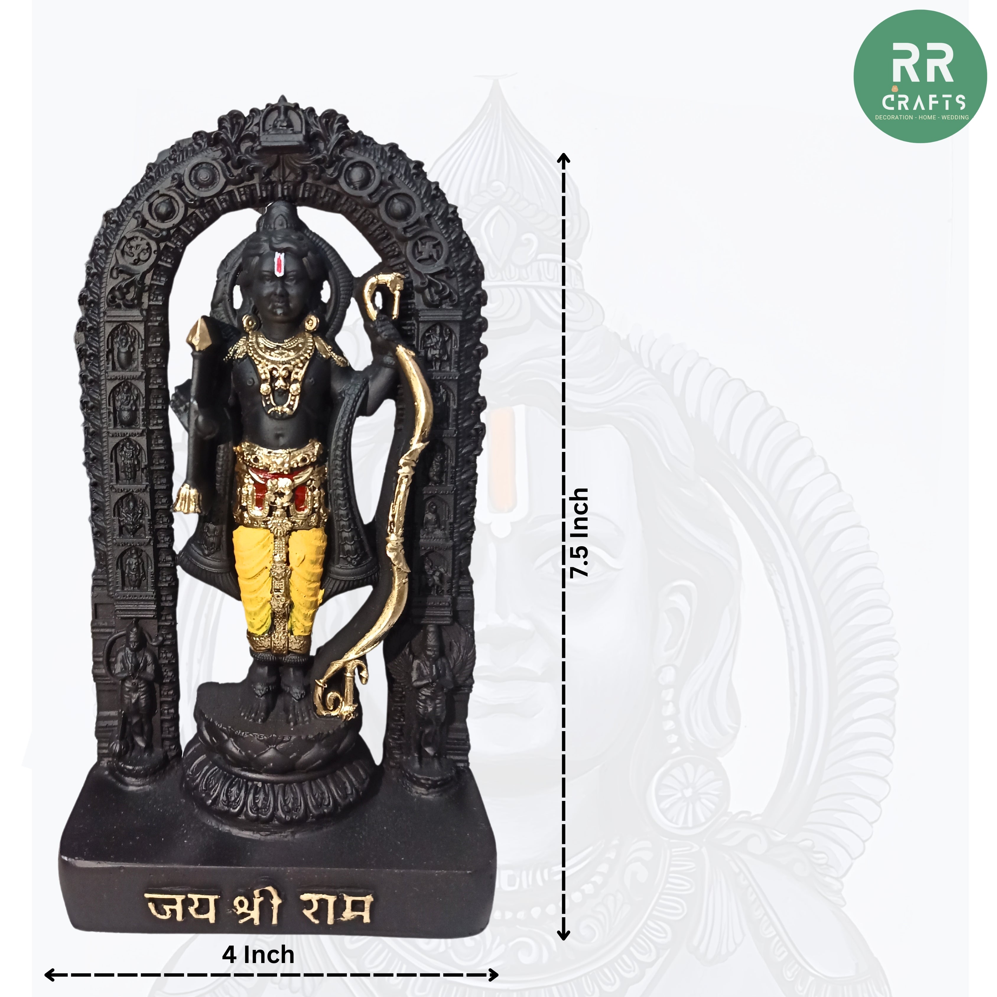 RR Crafts Lord Ram Idol/Religious Murti for Worship/Pooja (7.5 X 4 Inch) Showpiece for Home Decor.Raam/Ram Lalla/Shri Ram Mandir, Ayodhya wale, Gift Item(Multicolour)