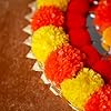 Gajra Rangoli – Reusable Rangoli Mats with Artificial Marigold, Gota Flowers, and White Gajra for Festive Decor | Rangoli Door Mats (Pack of 2)