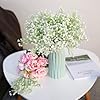 Cotton Artificial Baby Breath Faux Flowers for Vases White Color, Height 20", 4 Pcs Real Touch Flowers for Wedding Party DIY Wreath Floral Arrangement Home Decoration (White-04 Pcs)