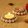 Decorative Diya Holder with Elegant Pearl Base – Stylish Tealight Candle Holder for Festive Decor, Puja Ceremonies, Home Decoration, and Gifting Options