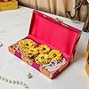 Motif Design Raw Silk Box – Traditional Fabric Storage Box with Golden Motifs for Home Decor, Office, and Gifting (Set of 4)