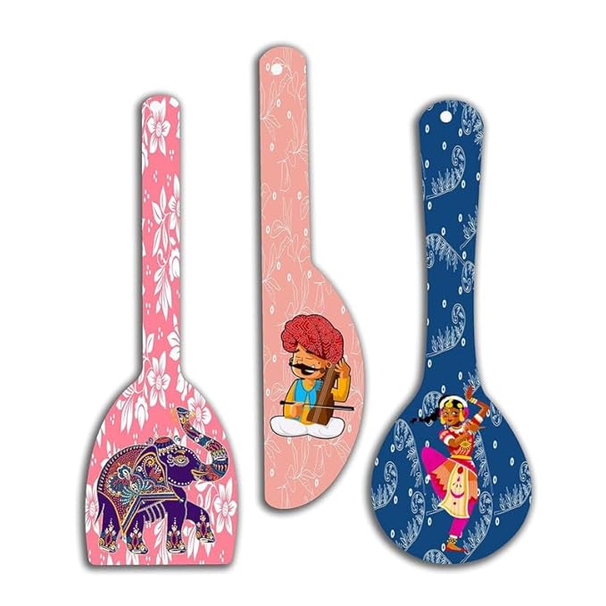 Rajasthani Culture Wooden Wall Hanger Spoons for Home | Office | Living Room | Gift | Modern Decoration Items | Kitchen Wall Decor | Home Decor Hanging Items
