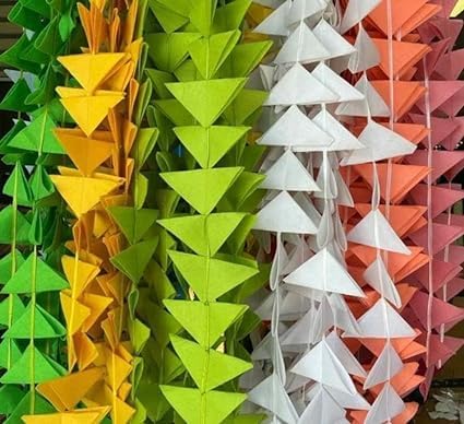 Decorative Triangle Net Cloth Garlands 4ft. Hanging for Mehndi, Haldi, Wedding, Party D�cor/Backdrops,(Triangle Hanging (24