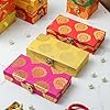 Motif Design Raw Silk Box – Traditional Fabric Storage Box with Golden Motifs for Home Decor, Office, and Gifting (Set of 4)
