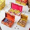Motif Design Raw Silk Box – Traditional Fabric Storage Box with Golden Motifs for Home Decor, Office, and Gifting (Set of 4)