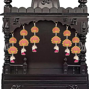 8 Pc Two Layer Pink Lotus Latkan Wall Hanging Gift Decorative Showpiece for Diwali Ganesh Chaturthi Pooja Home Decor Temple Marriage Wedding Stage Decoration