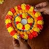 Gajra Rangoli – Reusable Rangoli Mats with Artificial Marigold, Gota Flowers, and White Gajra for Festive Decor | Rangoli Door Mats (Pack of 2)