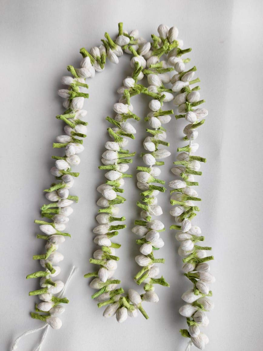 Gajra Flowers White Paper Powder Coated for Long Lasting Gajra for Women and Girls Pack of 2