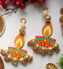 Diya Hanging,Pair of 2, 10 Inch | Door Garlands for Main Door|Shubh Labh Hanging | Mandir & Temple Decor | Diwali & Pooja Decoration | Home Mandir & Pooja Room Decoration Items