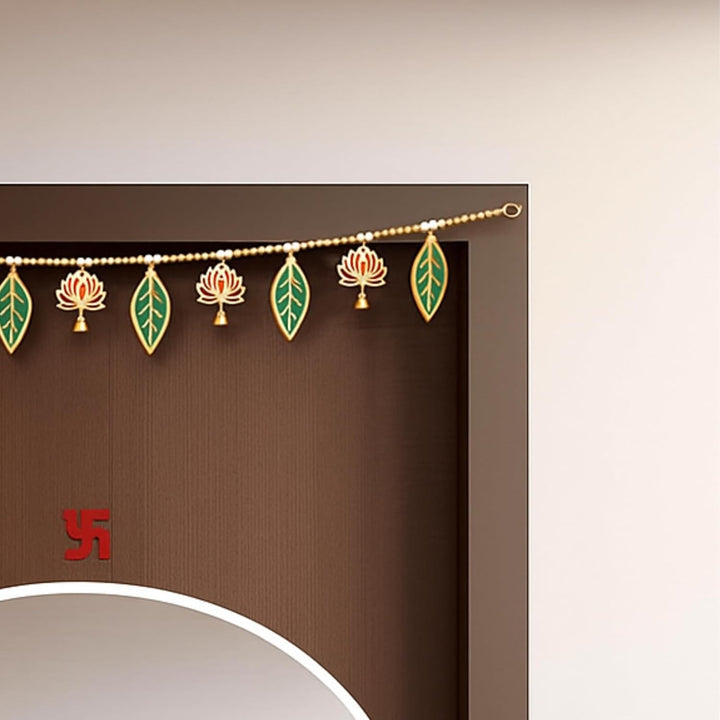 oran for Main Door 38 Inch – Pack of 1 | MDF Lotus & Leaf Design | Pooja Room Decoration Items, Ganpati Setup, Diwali Decor, Mandir & Entrance Decoration, Door Hanging Decorative Items