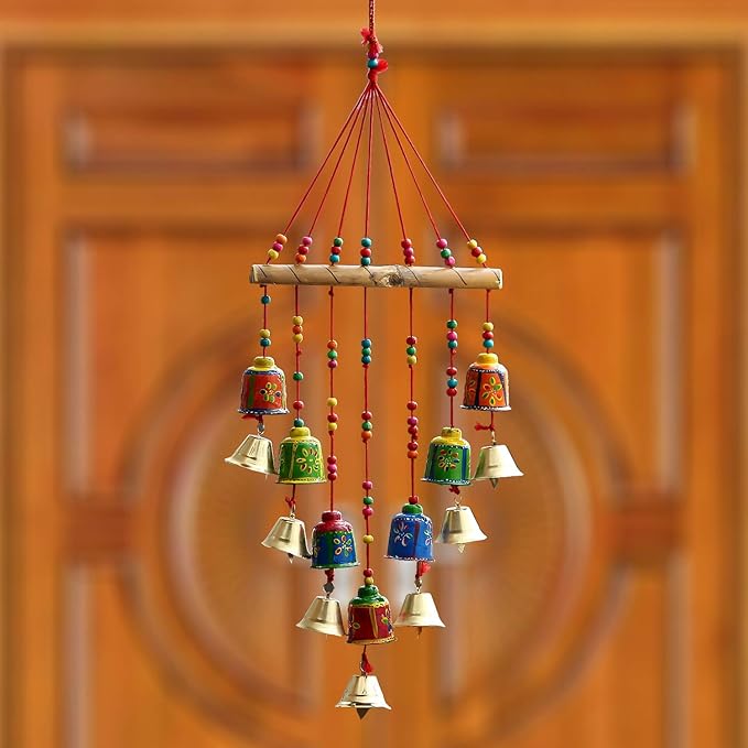 handicrafted Decorative Wall/Door/Window Hanging Bells Wind Chimes Showpiece for Home Decor, Wall Decor, Pooja Room Temple, Diwali Gift, Corporate Gift