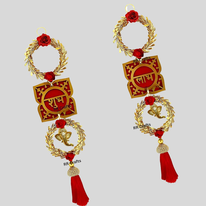 Golden Shubh Labh Door Hangings,Side Door Hangings,Toran for Home Decoration, Mandir, and Diwali Decor | Wood | Export Quality || Door Side Hangings 1 Pair Visit the RR Crafts Store
