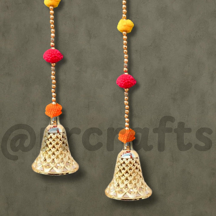 Door Hangings for Home Decoration Pom Pom Side Hangings| Door Toran | Latkan Traditional Decoration Items | Mandir, Ganesh Chaturti Decoration, Wall Hanging for Main Entrance | 2Pcs | 3.5 Ft