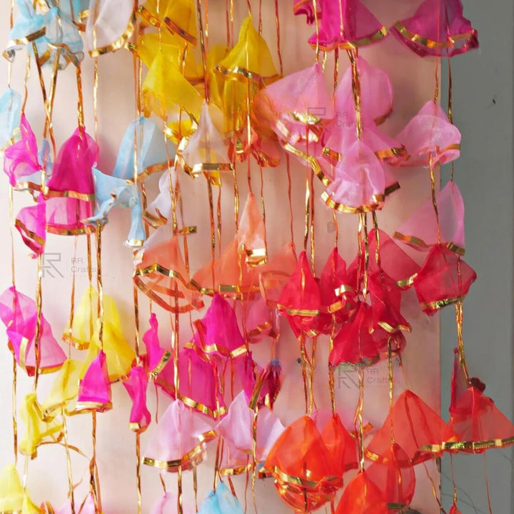 Gota Net Hangings for Decoration, Pack of 10 Garlands for Wedding, Haldi, Event, Decoration Backdrop, Multi Color Hangings 4Ft Each, 134.1 Centimeters