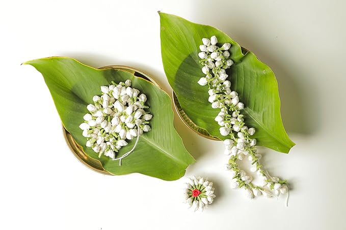 Gajra Flowers White Paper Powder Coated for Long Lasting Gajra for Women and Girls Pack of 2