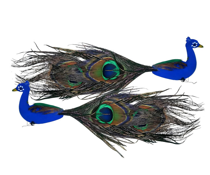 DIY KIT Item Beautiful Artificial Peacock with Long Feather for Home Decoration/Temple Decor & Wall Decoration multiuses Good Luck Export Quality (2 Piece Set)
