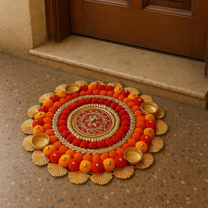 Flower Rangoli Set – Diwali Rangoli Decoration for Home|Rangoli Diya Decoration|Floor Decoration Items|Decor Items for Pooja|Divaalee & Festive Decoration Items|Diwali Decorative 8 inch