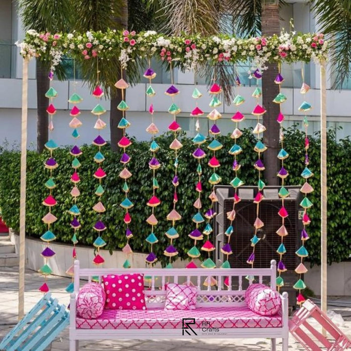 Gota Net Hangings for Decoration, Pack of 10 Garlands for Wedding, Haldi, Event, Decoration Backdrop, Multi Color Hangings 4Ft Each, 134.1 Centimeters
