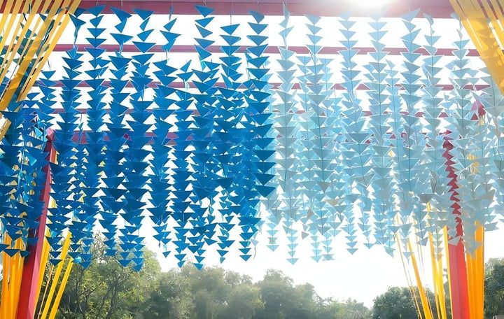 Decorative Triangle Net Cloth Garlands 4ft. Hanging for Mehndi, Haldi, Wedding, Party D�cor/Backdrops,(Triangle Hanging (24