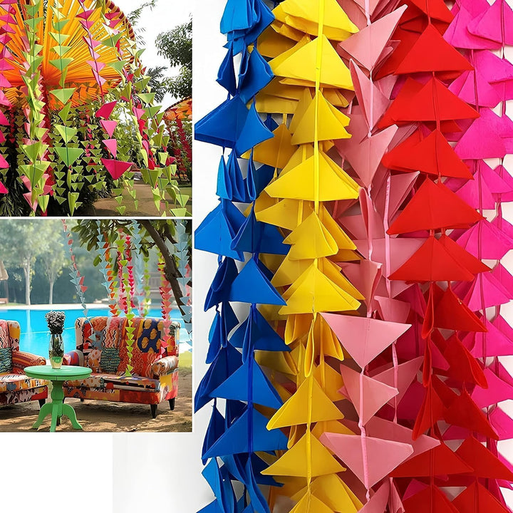 Decorative Triangle Net Cloth Garlands 4ft. Hanging for Mehndi, Haldi, Wedding, Party D�cor/Backdrops,(Triangle Hanging (24