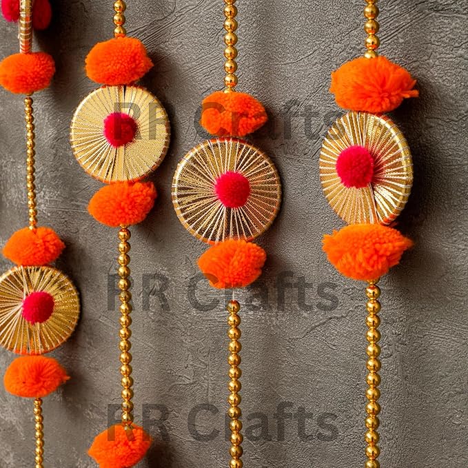 Pooja Room Decoration Item-Mandir Decoration Item, Ganpati Decoration Item,Used as Door Hanging for Home Decoration, Diwali Decoration Items,Artifical Garlands Set of 5,4.5 Feet Each