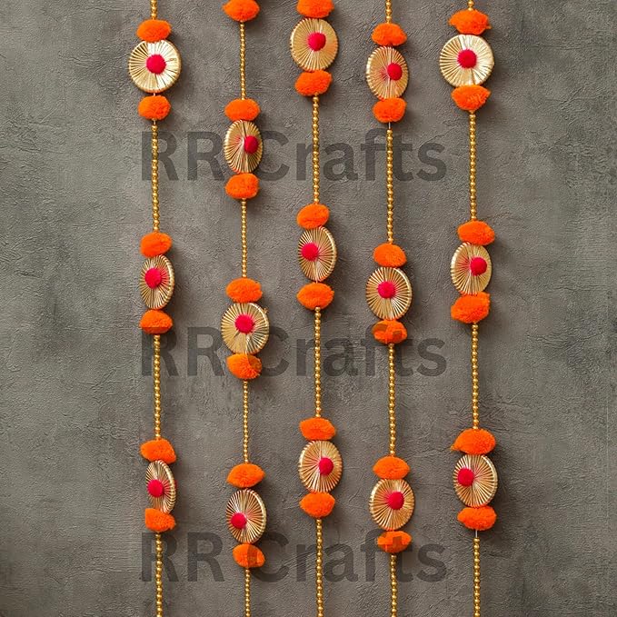 Pooja Room Decoration Item-Mandir Decoration Item, Ganpati Decoration Item,Used as Door Hanging for Home Decoration, Diwali Decoration Items,Artifical Garlands Set of 5,4.5 Feet Each