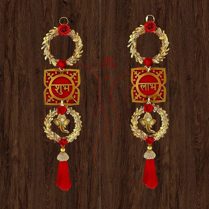 Golden Shubh Labh Door Hangings,Side Door Hangings,Toran for Home Decoration, Mandir, and Diwali Decor | Wood | Export Quality || Door Side Hangings 1 Pair Visit the RR Crafts Store